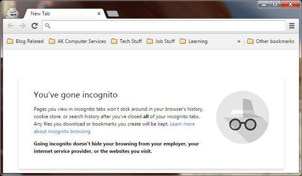 Chrome shortcut open in incognito window
